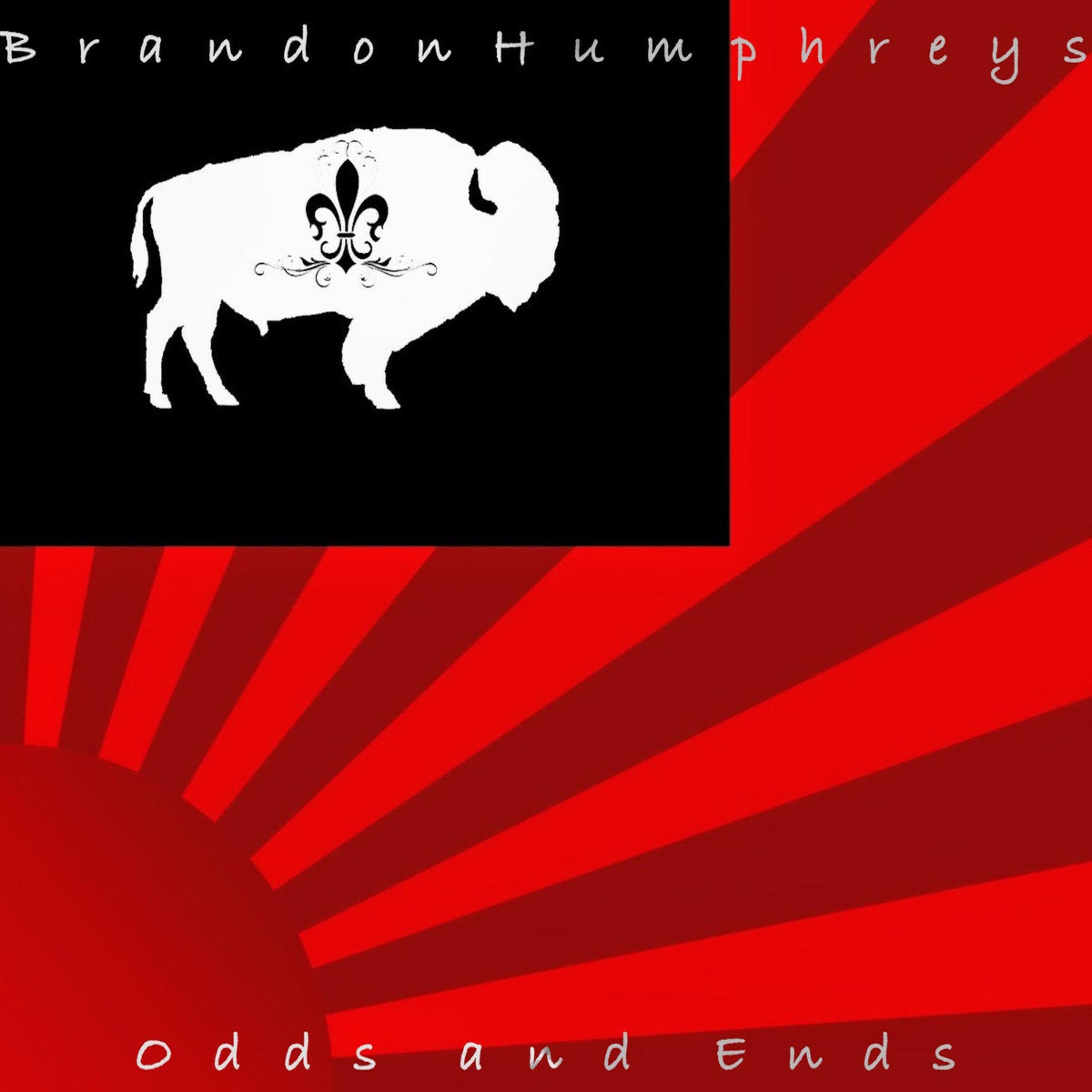 Cover art for Brandon Humprheys' Odds and Ends album.  Cover is Brandonia Logo - a Red, Black, and White flag with a setting sun and an american bison silhouetted in a black rectangle.